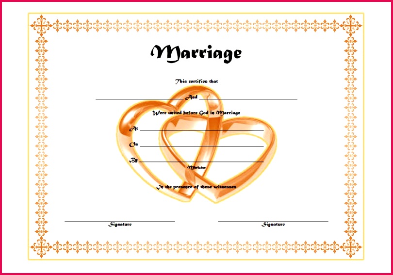 Christian Church Marriage Certificate Template Word FREE 1