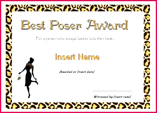 best poser award funny certificate template example free office awards printable certificates
