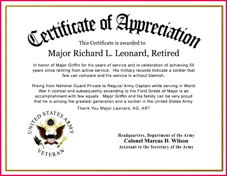 certificate of military service template award army fresh design certificate of military service template award army certificate of service template years of service award certificate templates free y