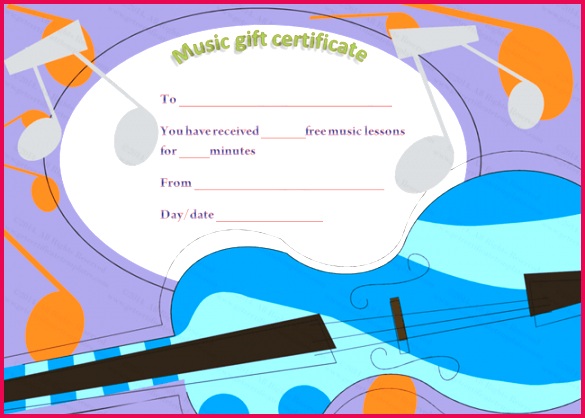 Free Music Lessons Gift Certificate Template