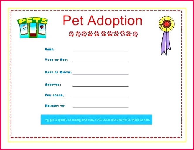 best of new pet adoption certificate template stuffed animal free dog