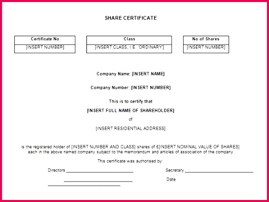 share stock certificate template free word format within