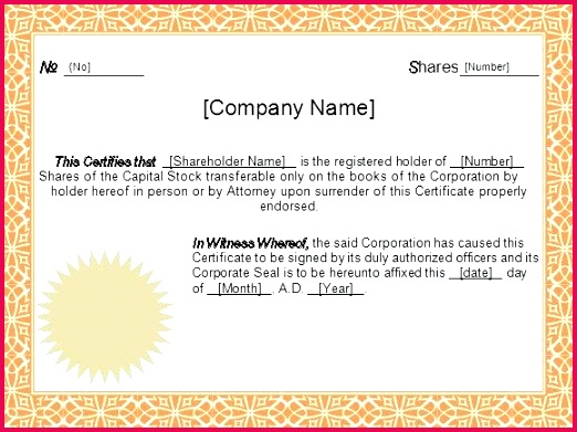 stock certificate template 4 free for word ownership certificate template certificate of stock ownership template