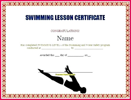 free swimming certificate templates printable word documents award template