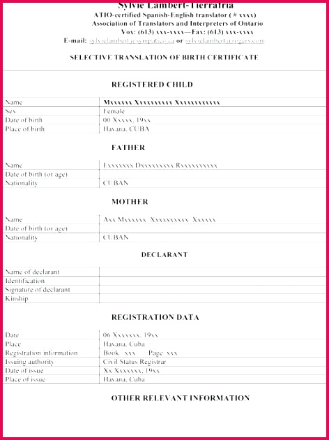 birth certificate translation template to free from best of marriage pdf