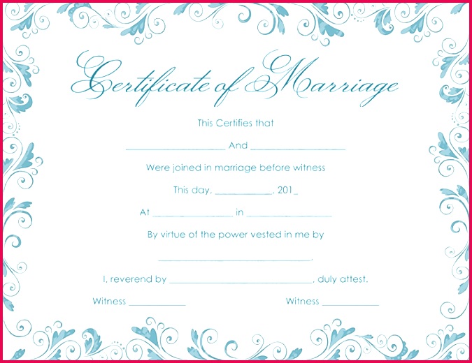 Classic Bluish Marriage Certificate Template PDF