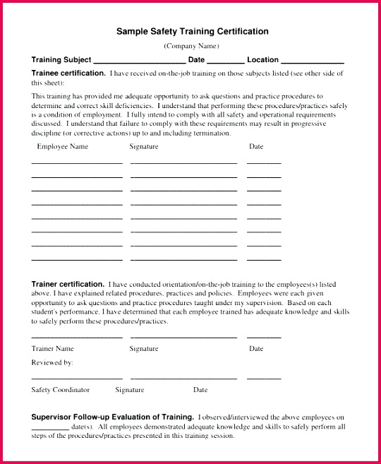 safety certificate template training free gas word