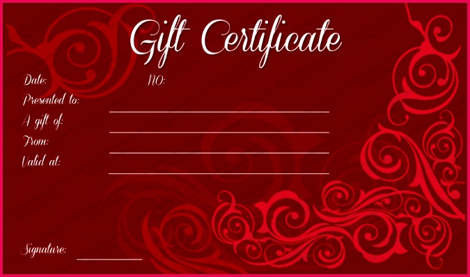 Mahroon Swirls Gift Certificate Template PDF