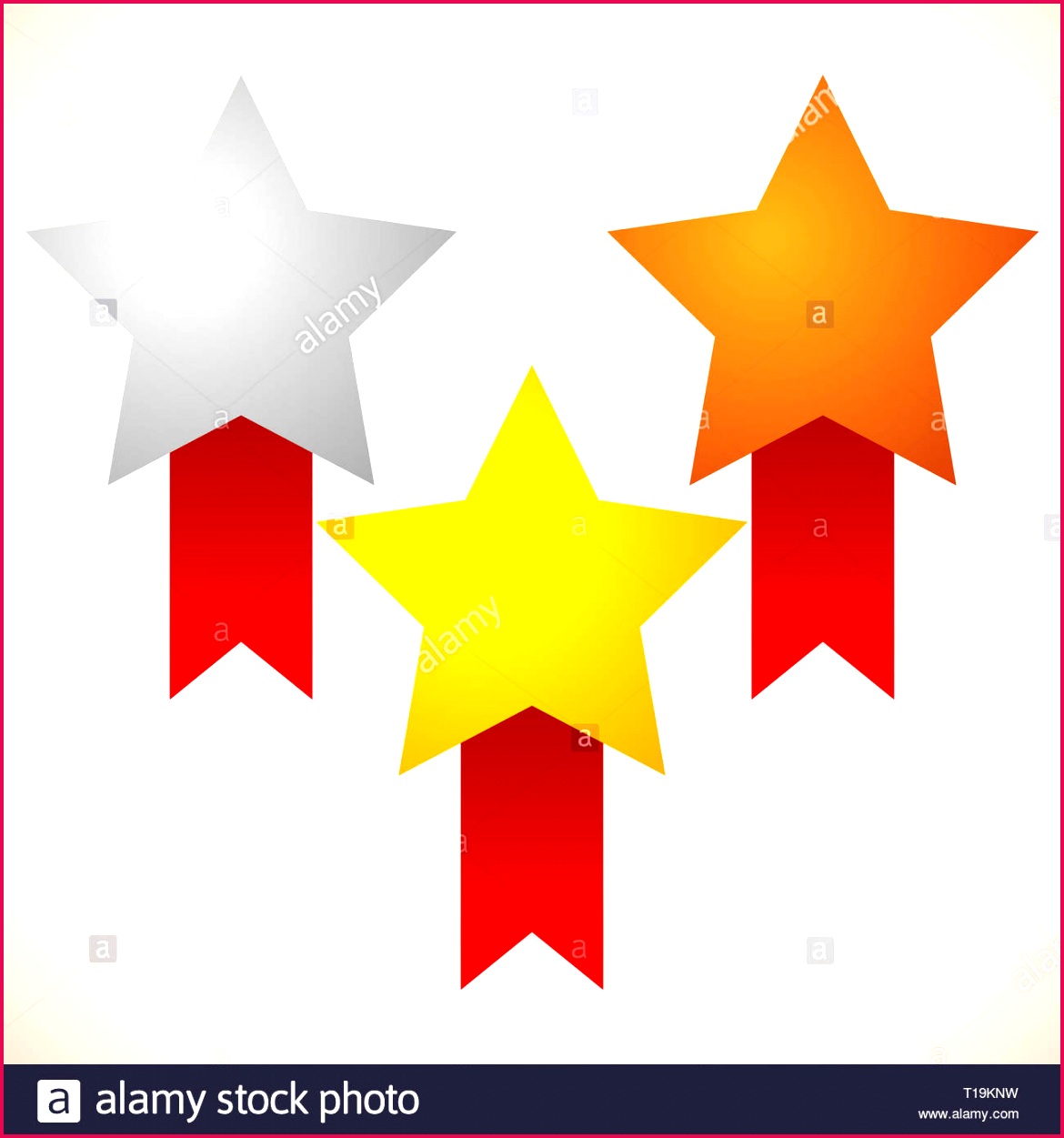 Gold Silver Bronze Stars with Red Ribbons Stock Image