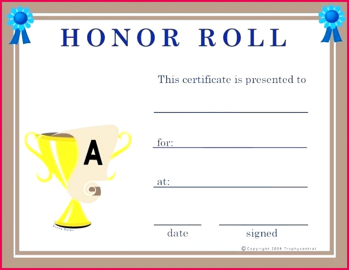 a b honor roll certificate template printable