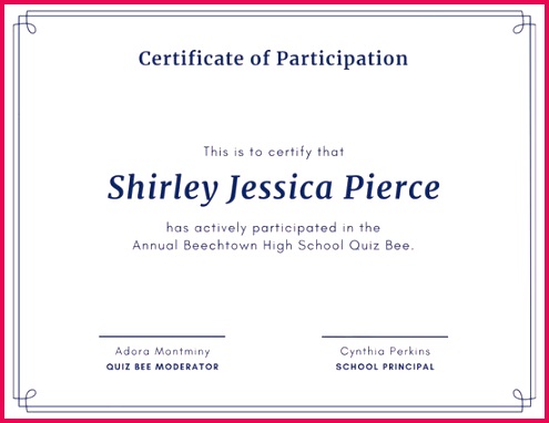 Pink Brain Certificate Participation