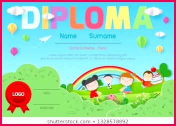 Certificates kindergarten and elementary Preschool Kids Diploma certificate pattern design template Diploma template for