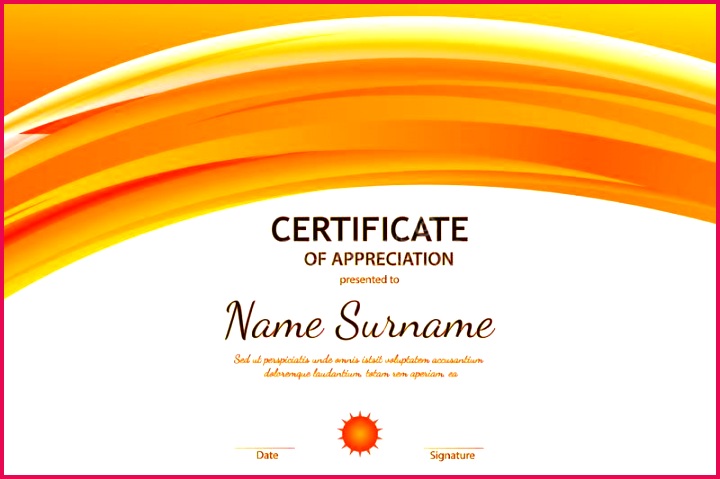 Certificate of appreciation template with orange dynamic wavy light background Vector illustration stock illustration