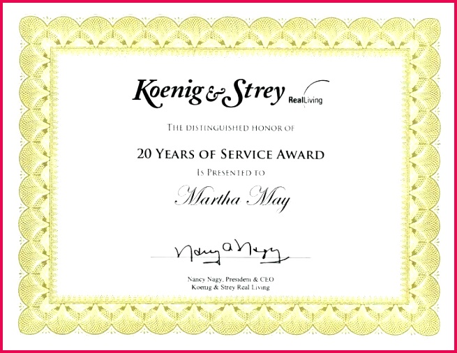 years service award certificate template of wording customer training