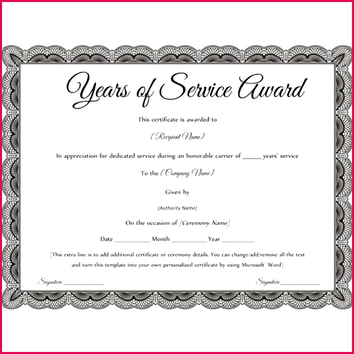 Long Service Award Certificate Template