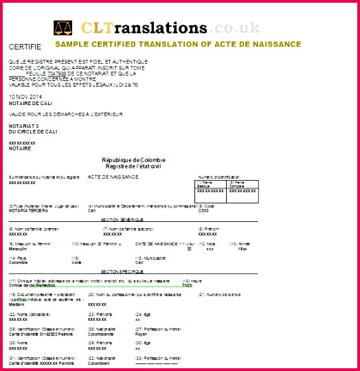 certified translation birth certificate spanish to french