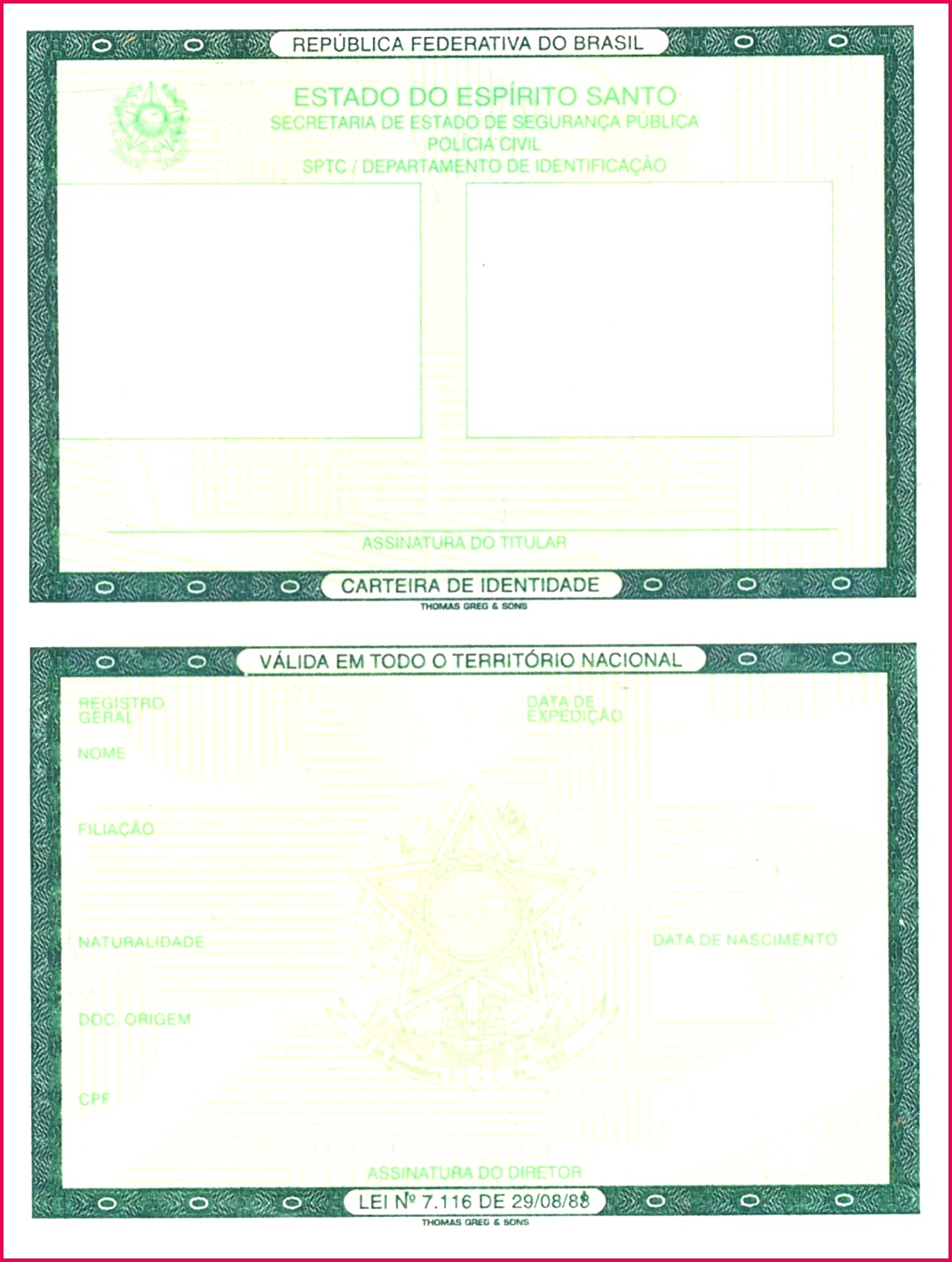 Modelo da nova carteira de identidade brasileira