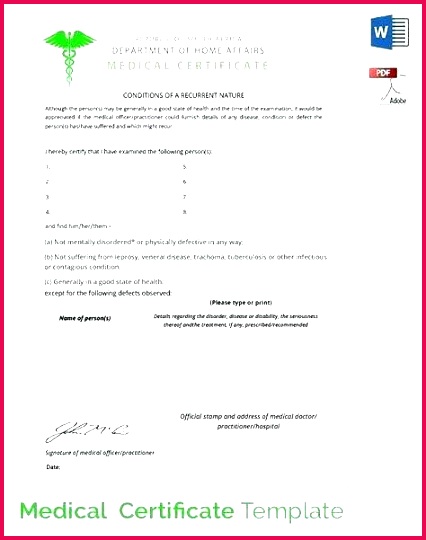 doctors sick note template sample medical certificate documents word fake free nhs