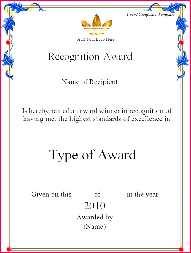 certificate of achievement template word free award