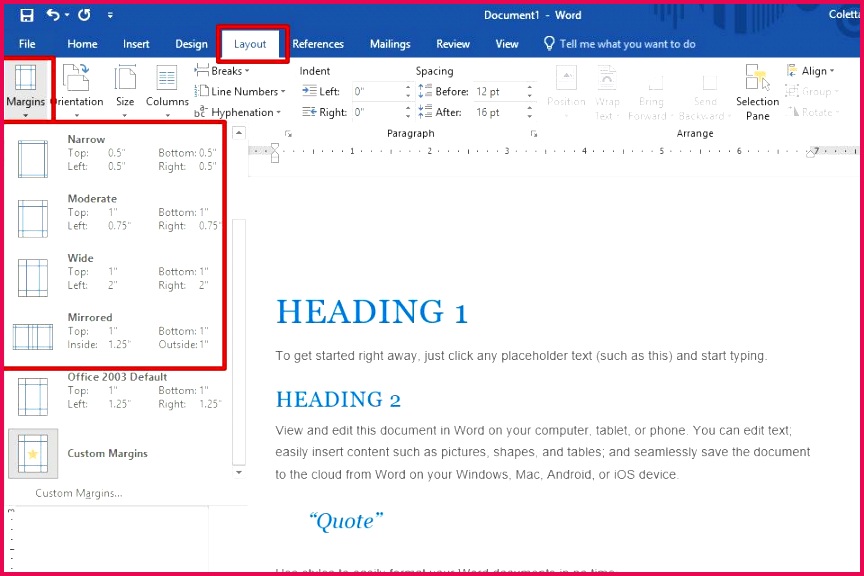 how to change margins in word 1 5b c9e77c007baf5fbf