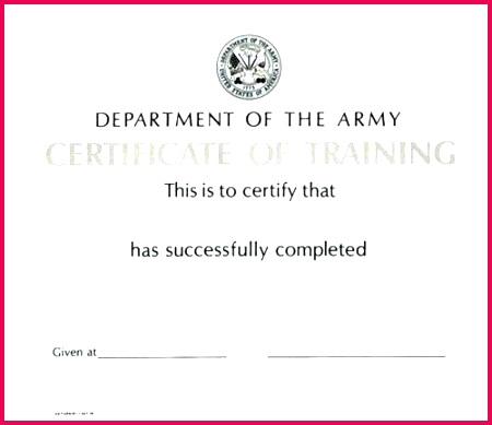 army certificates of training 40 hour drivers certificate template