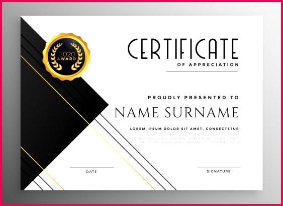 modern black white gold certificate template 1017