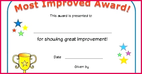 most improved certificate template award