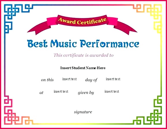 X Certificate Template Colorful Music Award Certificates Pkg Design 579446 music award certificate template performance templates printable