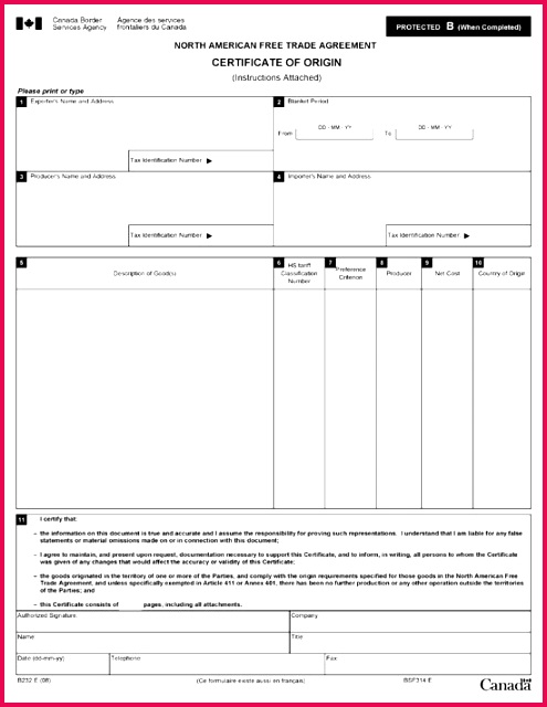 certificate origin template