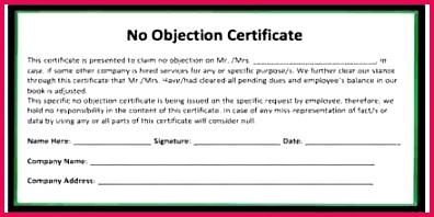 no objection certificate