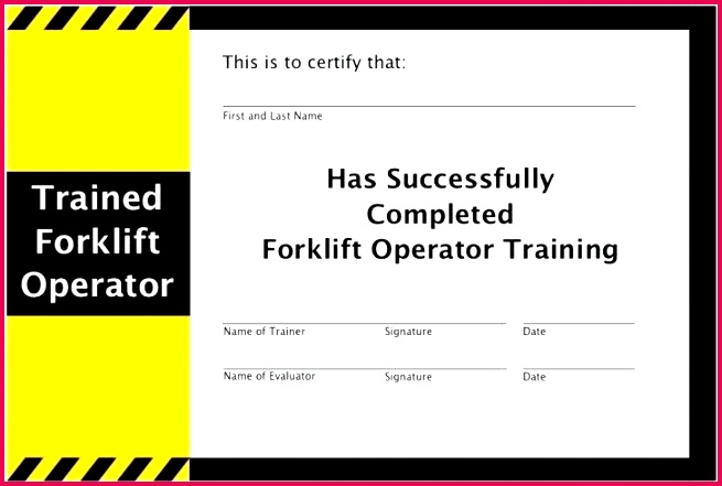 forklift operator certification card template free f