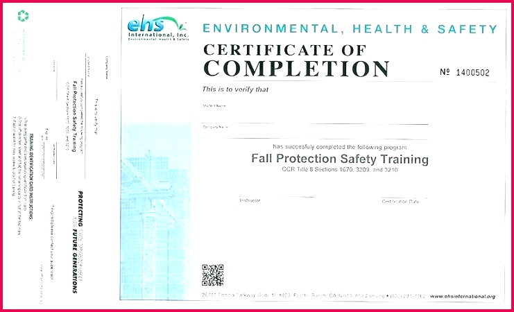 Fresh Pat Certificate Template For Fall Protection Certification 3 Best And Professional Free Health Safety Cert