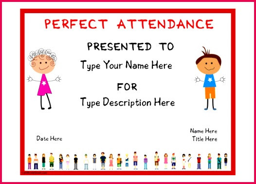 Free Certificate for Perfect Attendence Template