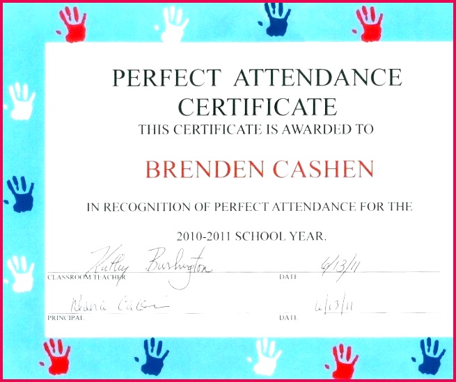 free perfect attendance certificates certificate