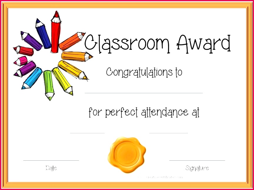 Perfect attendance Certificate