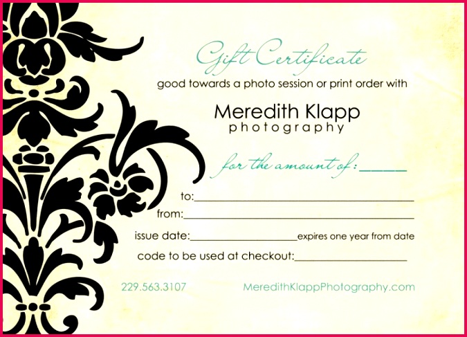Gift Certificates Available Meredith Klapp Graphy photography Gift Certificate Template Free