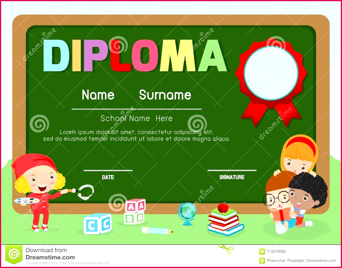 certificate kids diploma kindergarten template layout space background frame design vector students education preschool