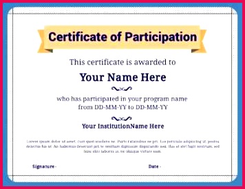 free collection sports participation certificate templates turabian template 0d simple