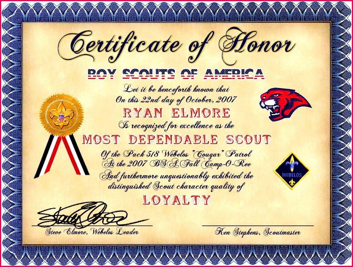 boy scout certificate of appreciation templates
