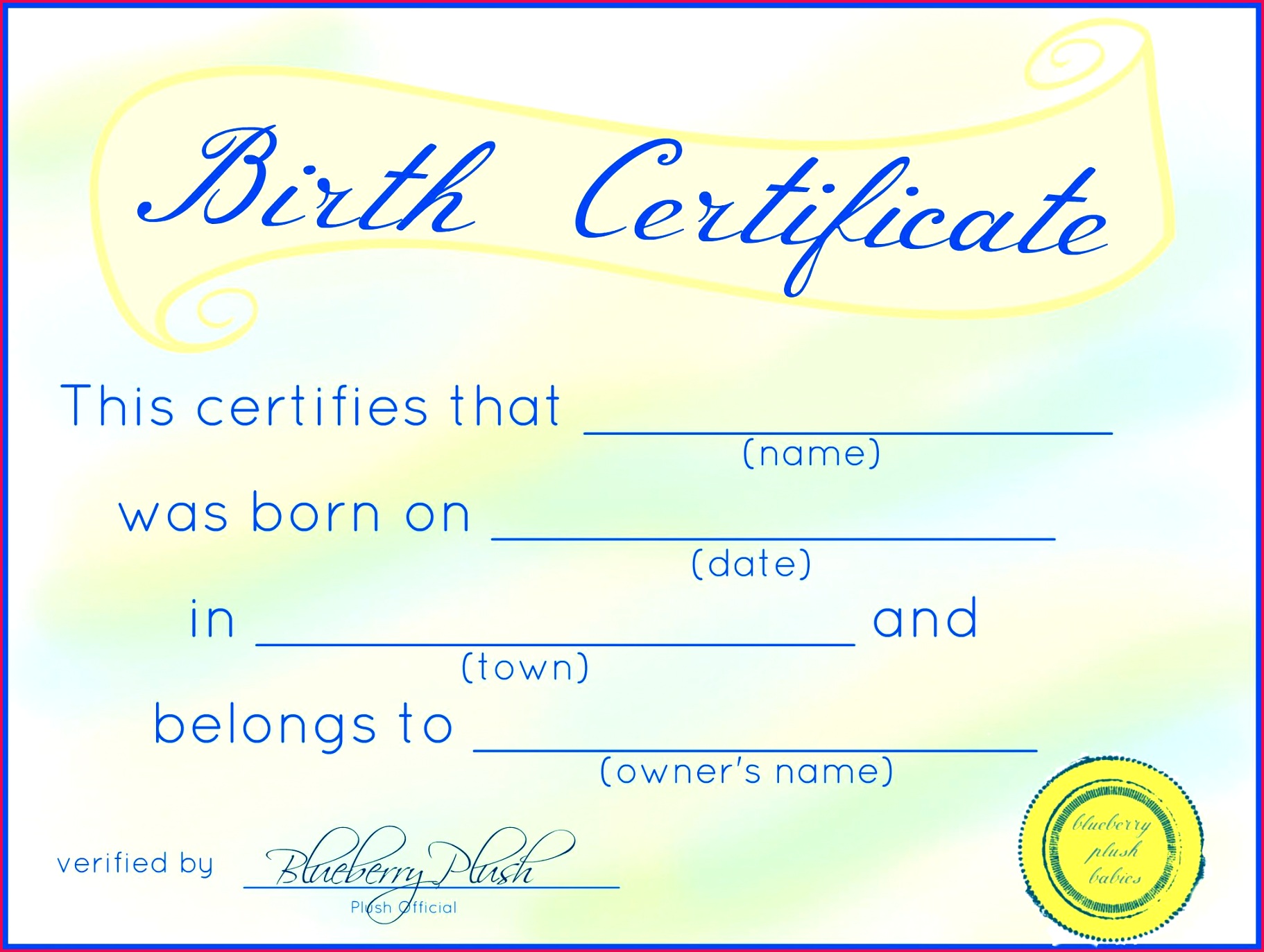009 free birth certificate template