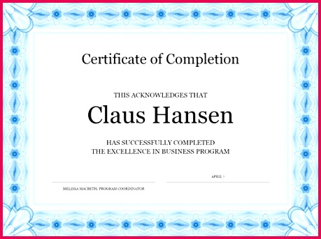 Certificate of pletion blue