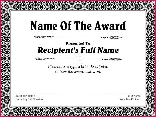 Greyscale Decorative Award Certificate