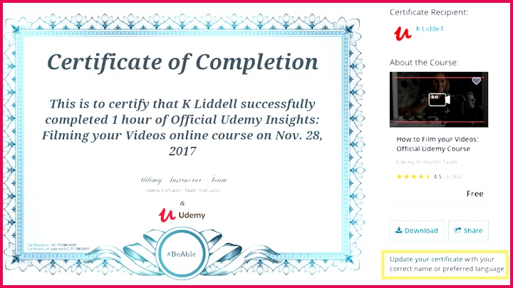 update certificate