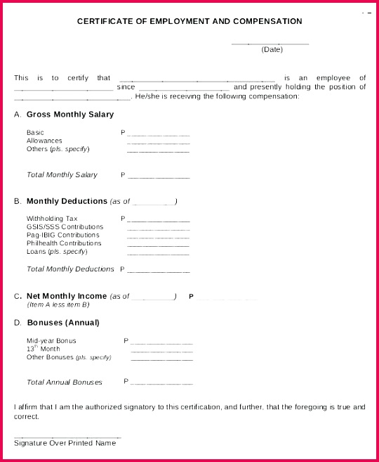 le of certificate employment in hotel new with salary copy template sample work