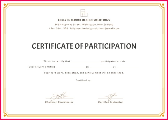 Blank Participation Certificate Template
