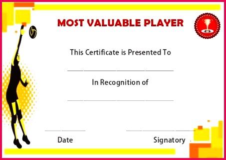 Volleyball mvp certificate