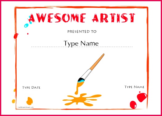 Artist Award School Certificate Template Download