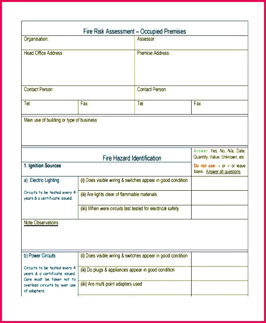 office fire risk assessment free fire risk assessment template uk fire risk assessment template