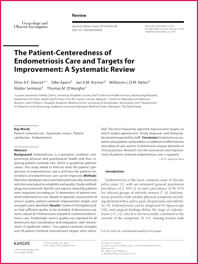 PDF The Patient Centeredness of Endometriosis Care and Tar s for 7651019 largepreview