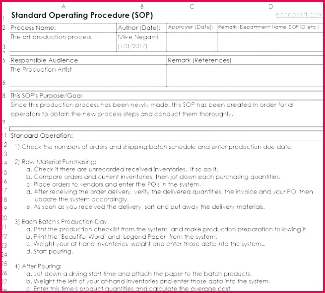 safe operating procedures template free sop templates work procedure doc standard alberta